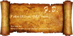 Fabritius Dénes névjegykártya